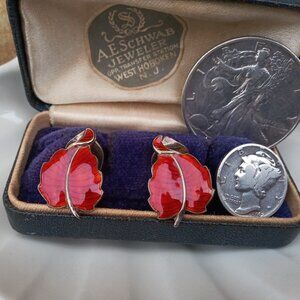 Volmer Bahner Sterling & Enamel Leaf Earrings